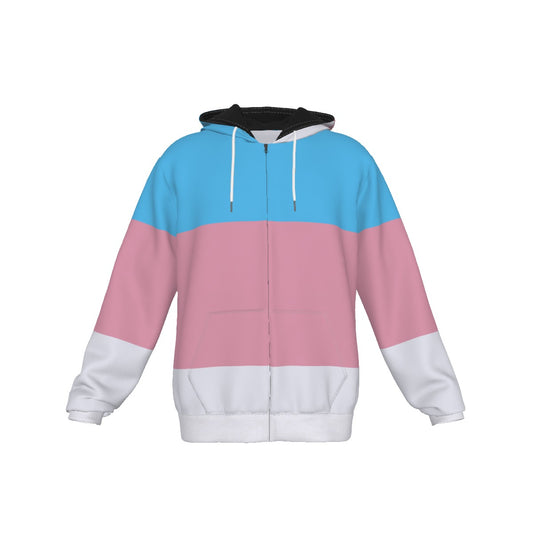 Zip-up Full Sleeve Hoodie (Trans Pride Design)