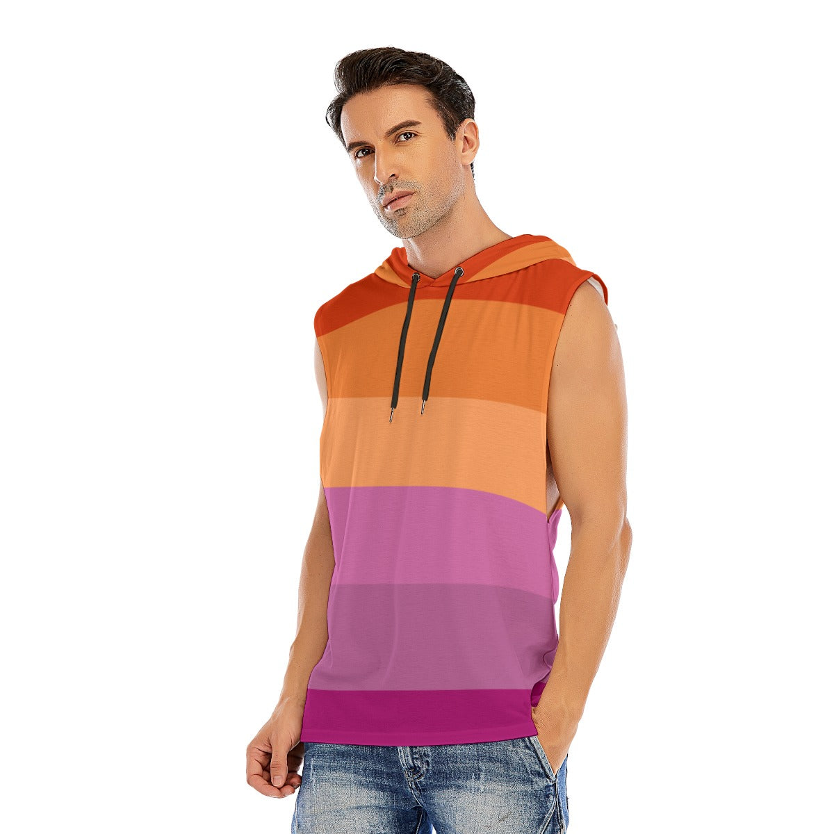 Hooded Sleeveless Muscle T (Lesbian Pride)