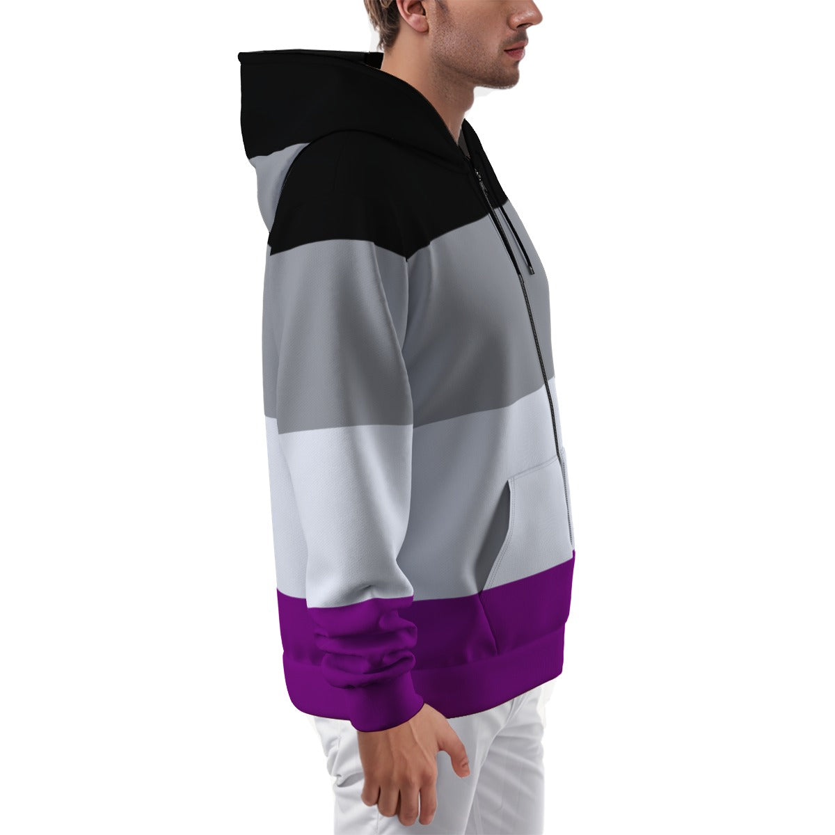 Zip-up Full Sleeve Hoodie (Ace Pride Design)