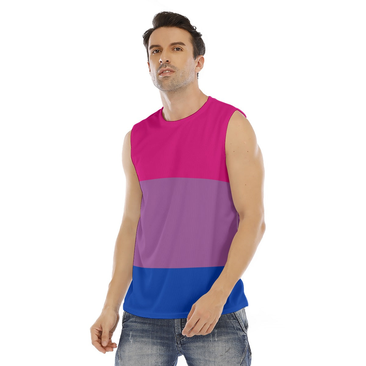Sleeveless Muscle Tee - Bi Pride Design