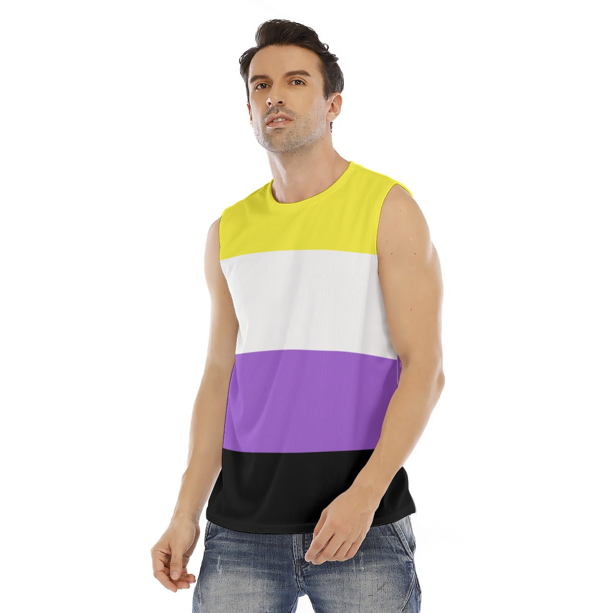 Sleeveless Muscle Tee - Nonbinary Pride Design