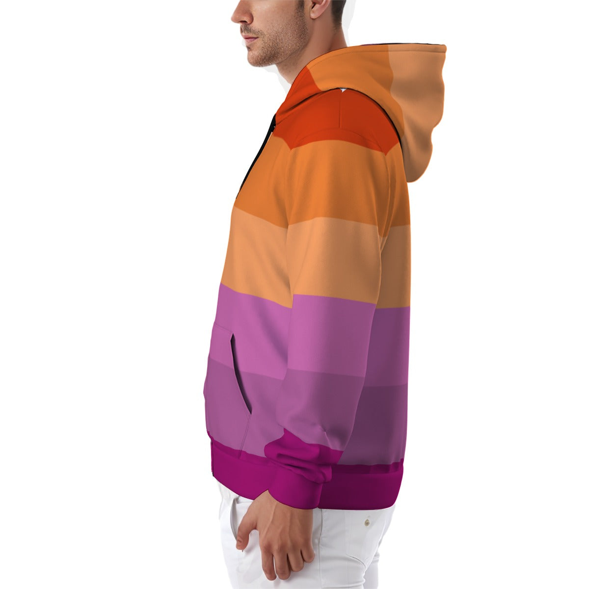 Zip-up Full Sleeve Hoodie (Lesbian Pride Design)