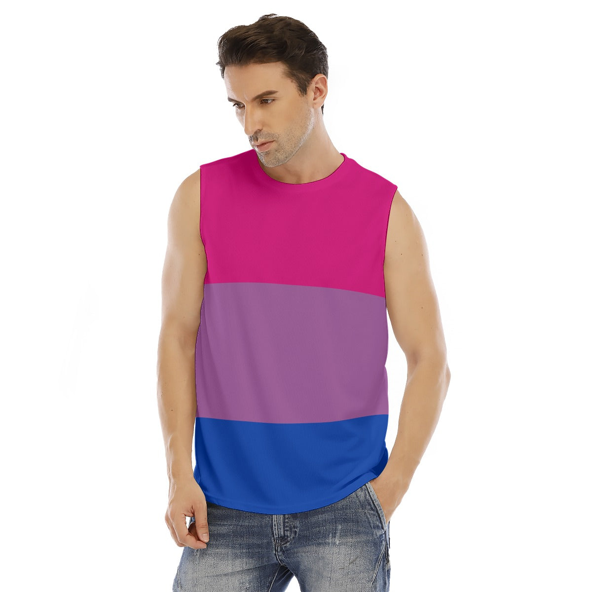 Sleeveless Muscle Tee - Bi Pride Design