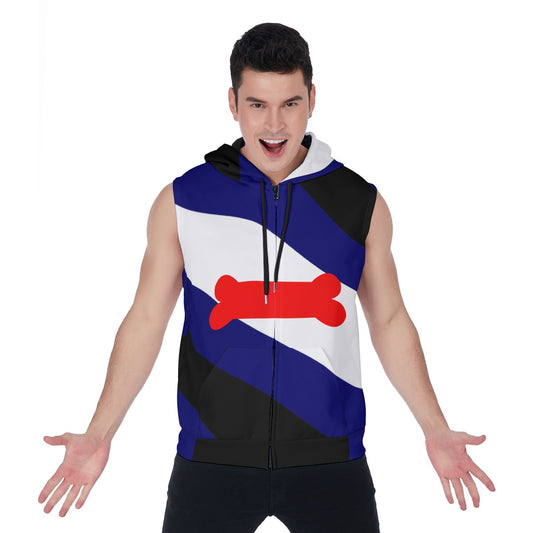 Zip-up Sleeveless Hoodie (Pup Play Pride Classic Flag Design)