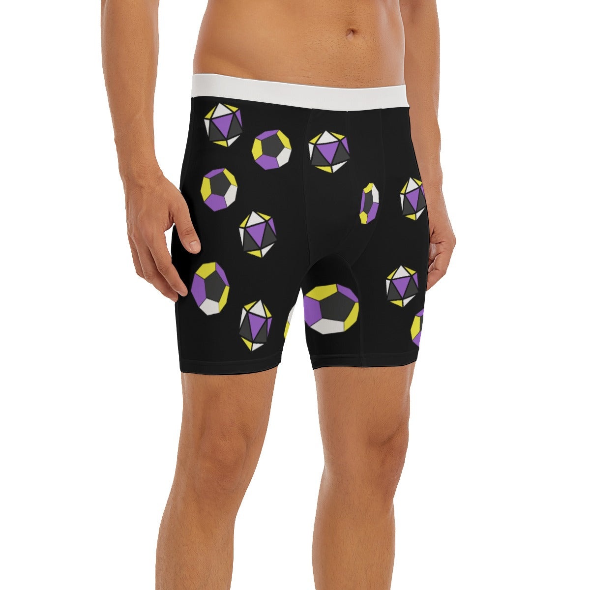 Long Boxer Briefs - Pride Dice Design (Nonbinary)