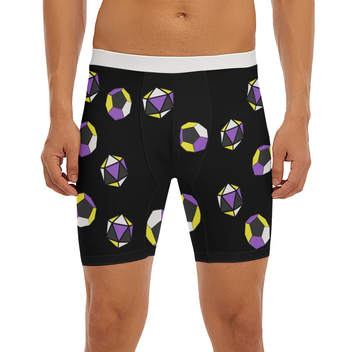 Long Boxer Briefs - Pride Dice Design (Nonbinary)