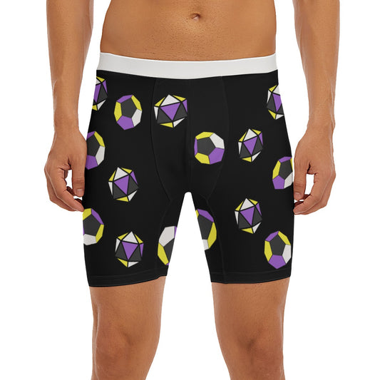 Long Boxer Briefs - Pride Dice Design (Nonbinary)