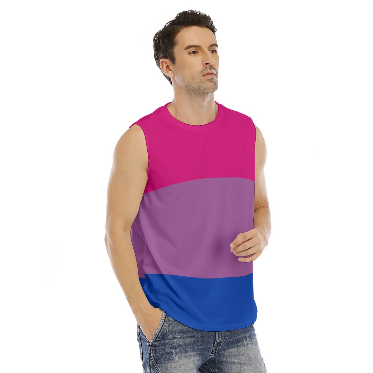 Sleeveless Muscle Tee - Bi Pride Design