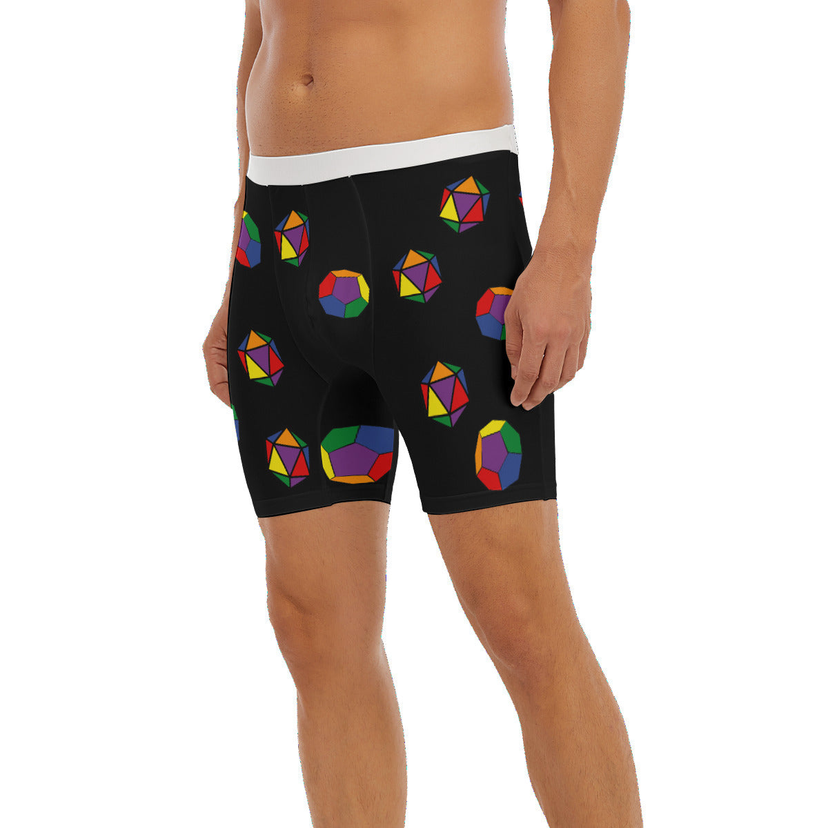 Long Boxer Briefs - Pride Dice Design (Classic Rainbow)