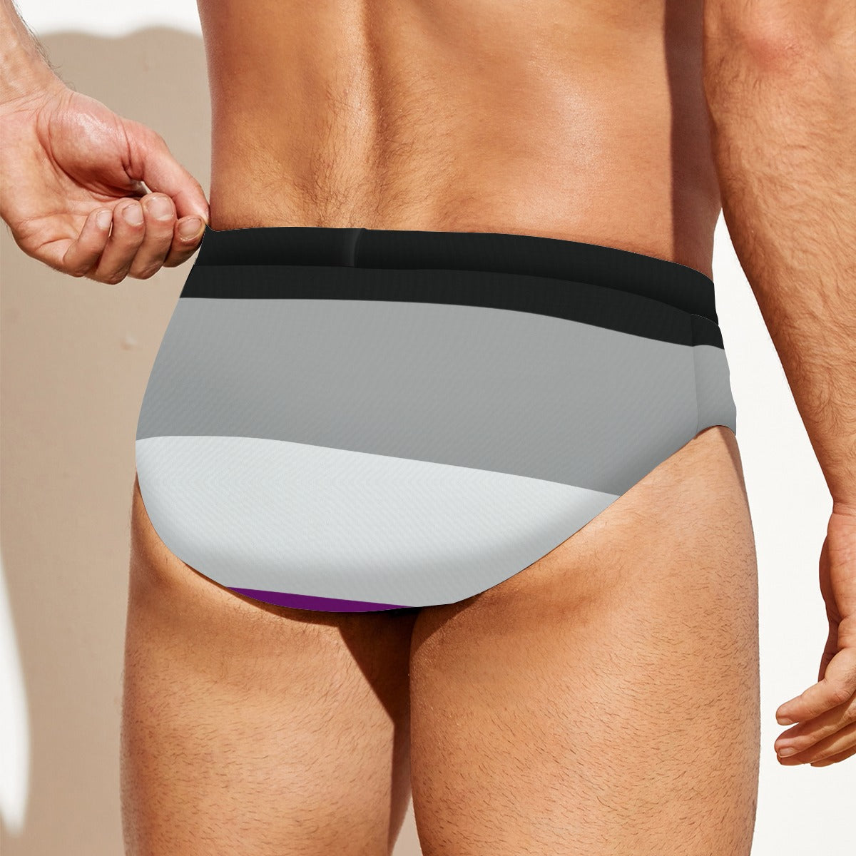 Drawstring Swim Briefs - Asexual/Ace Pride Design