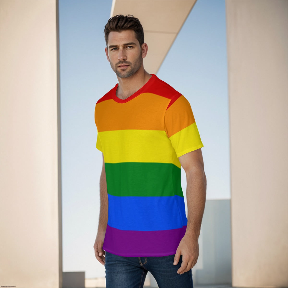 Athletic T-Shirt - Classic Rainbow Design