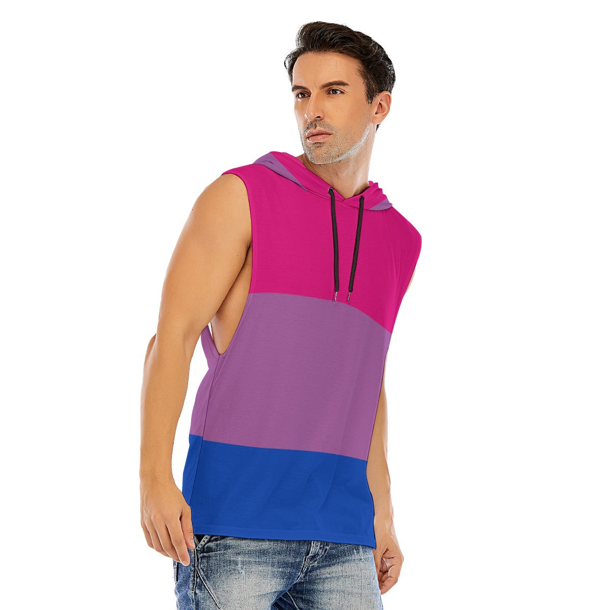 Hooded Sleeveless Muscle T (Bi Pride)