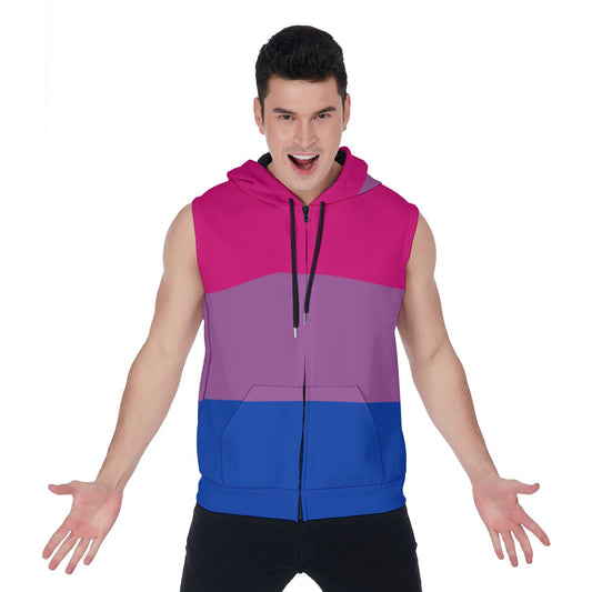 Zip-up Sleeveless Hoodie (Bi Pride Design)