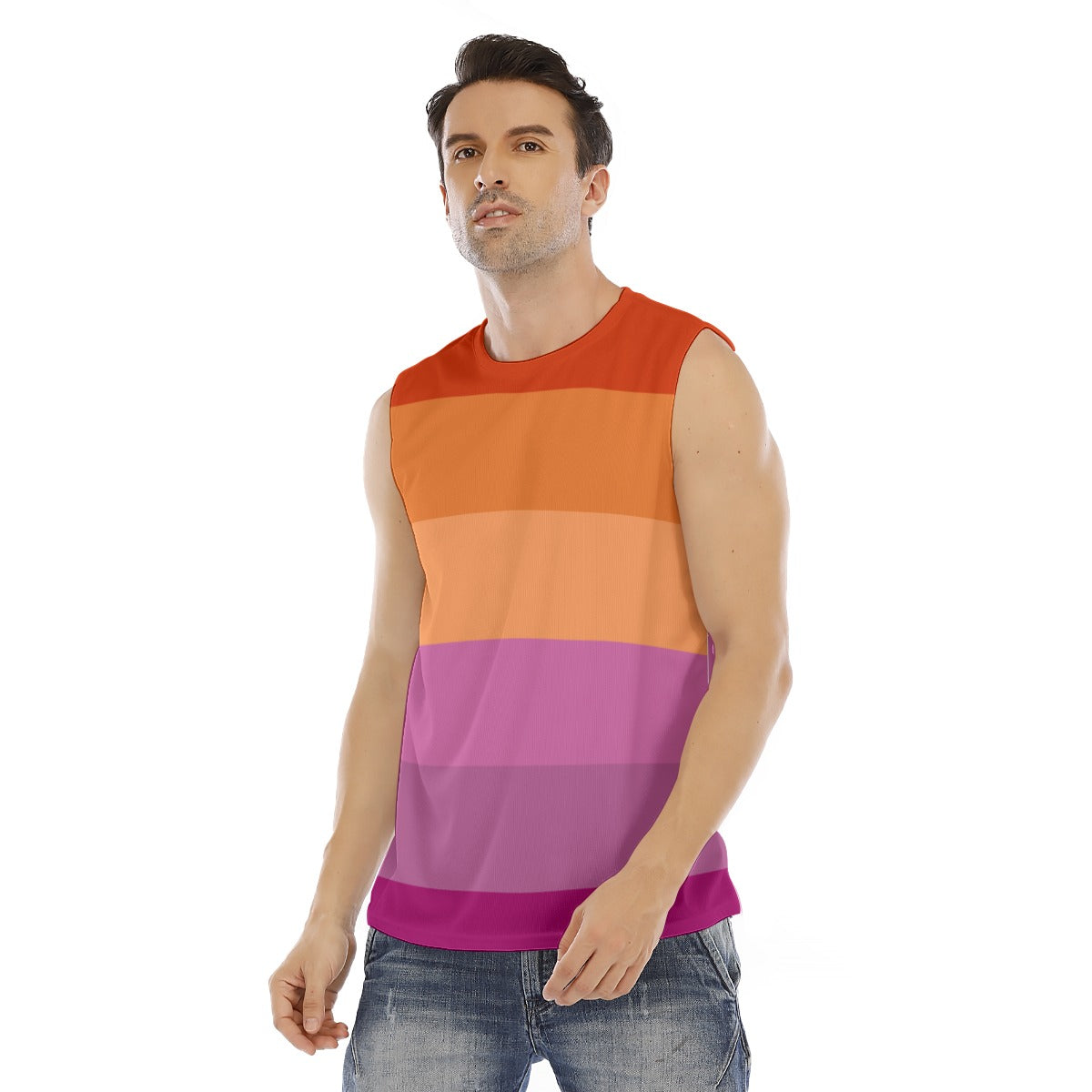 Sleeveless Muscle Tee - Lesbian Pride Design