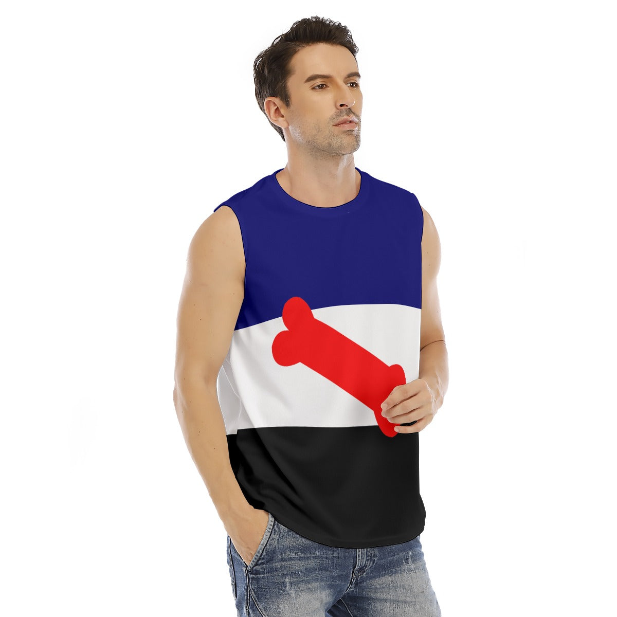 Sleeveless Muscle Tee - Pup Play Pride Design (Modified Flag)