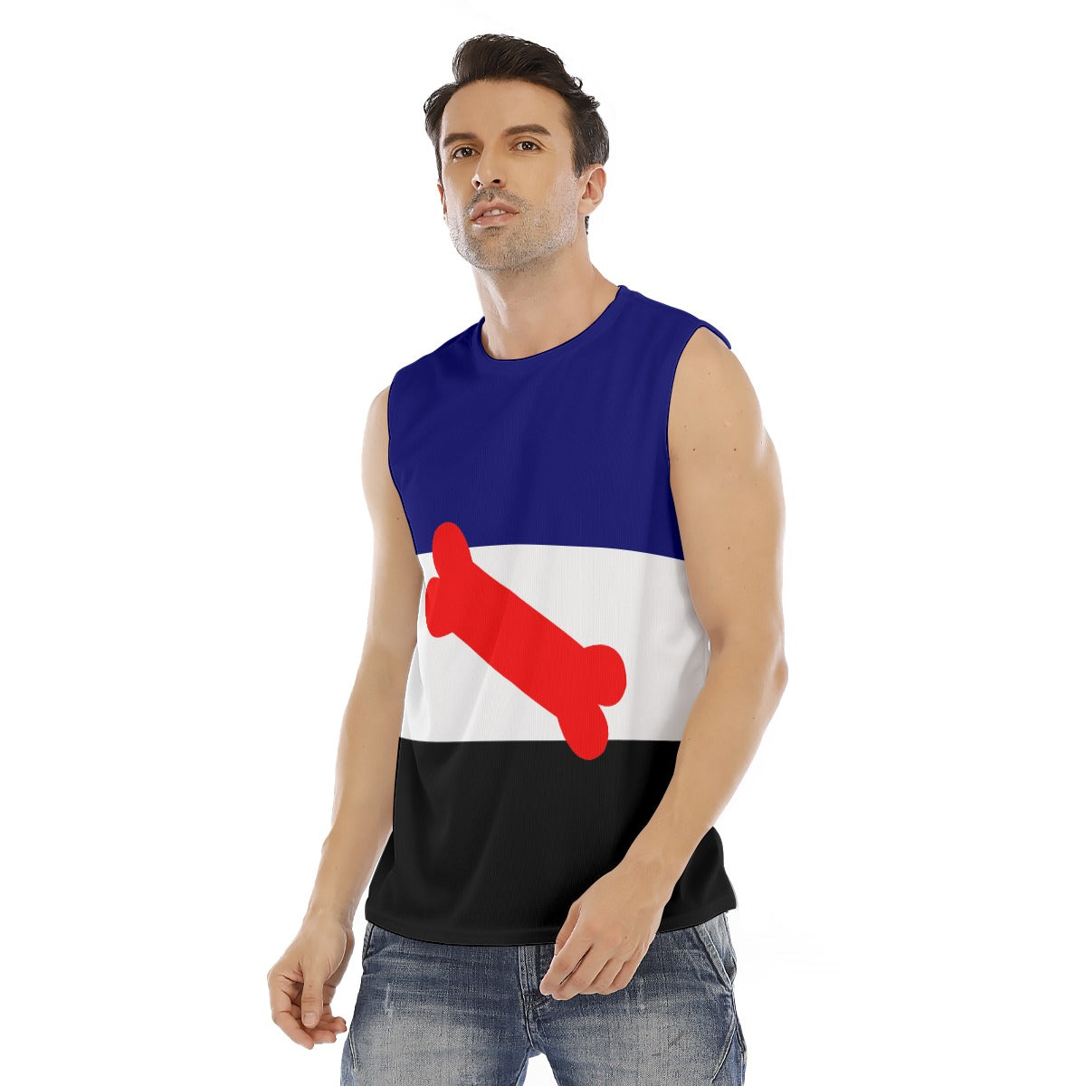Sleeveless Muscle Tee - Pup Play Pride Design (Modified Flag)