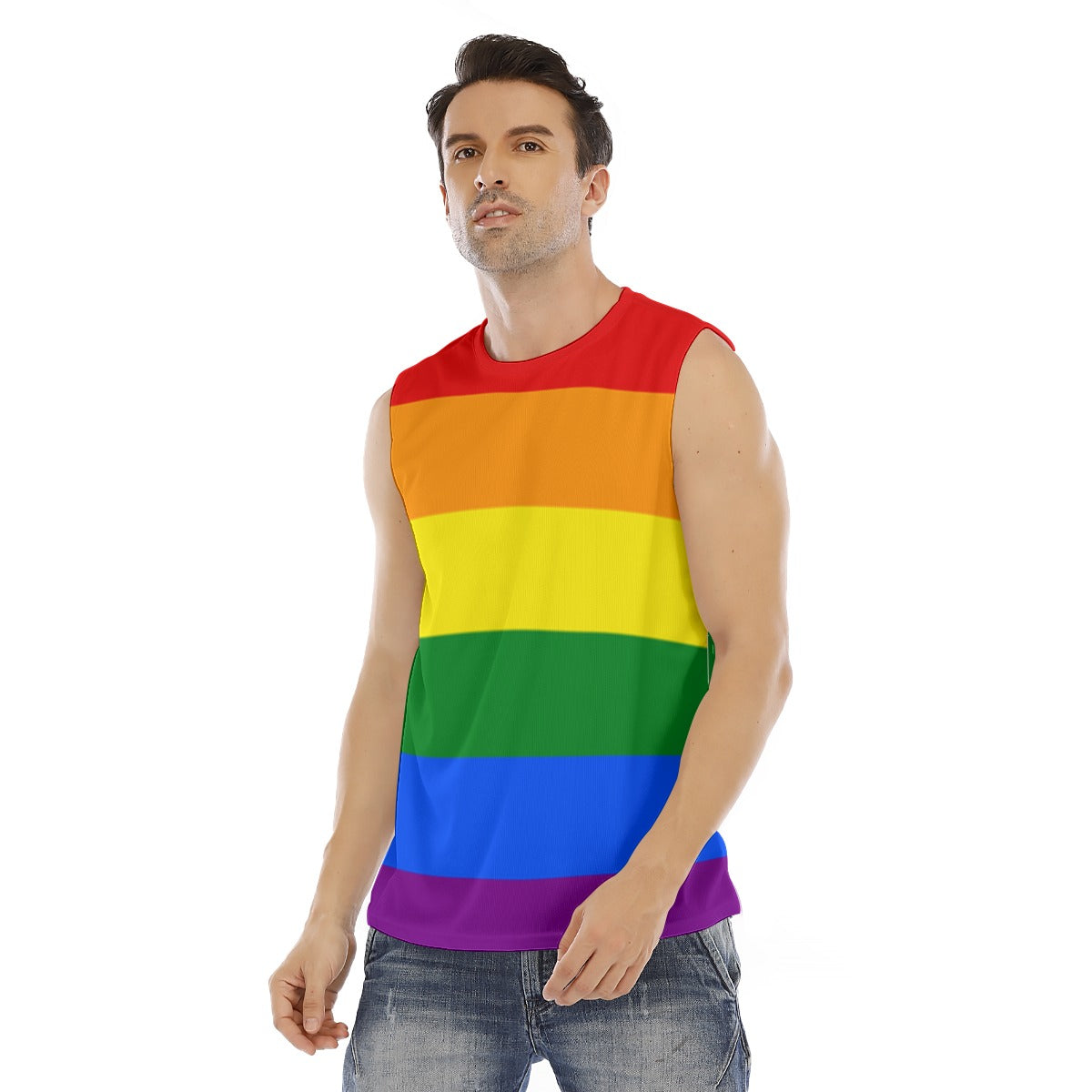 Sleeveless Muscle T - Classic Rainbow Design
