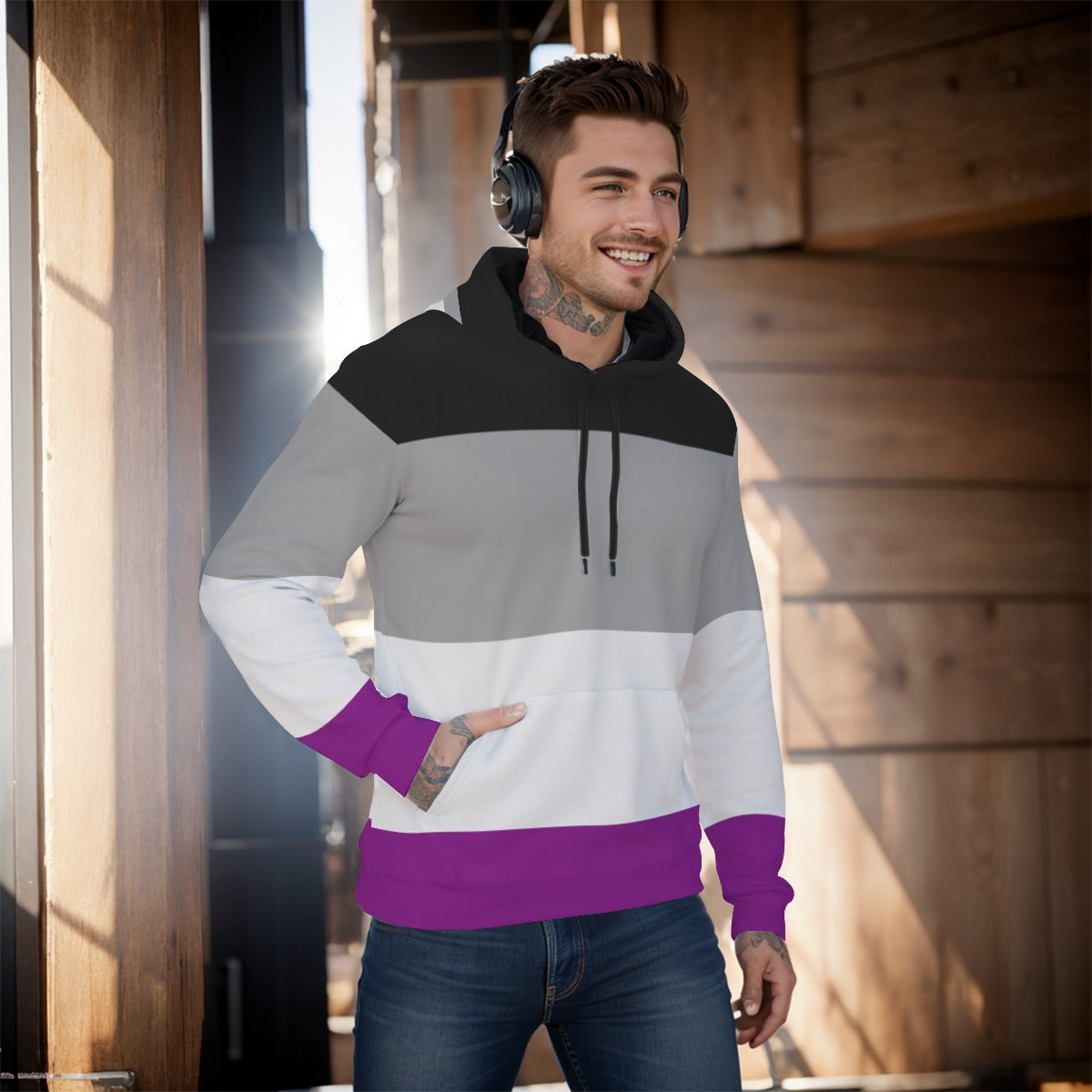 Pullover Hoodie - Ace/Asexual Pride Design