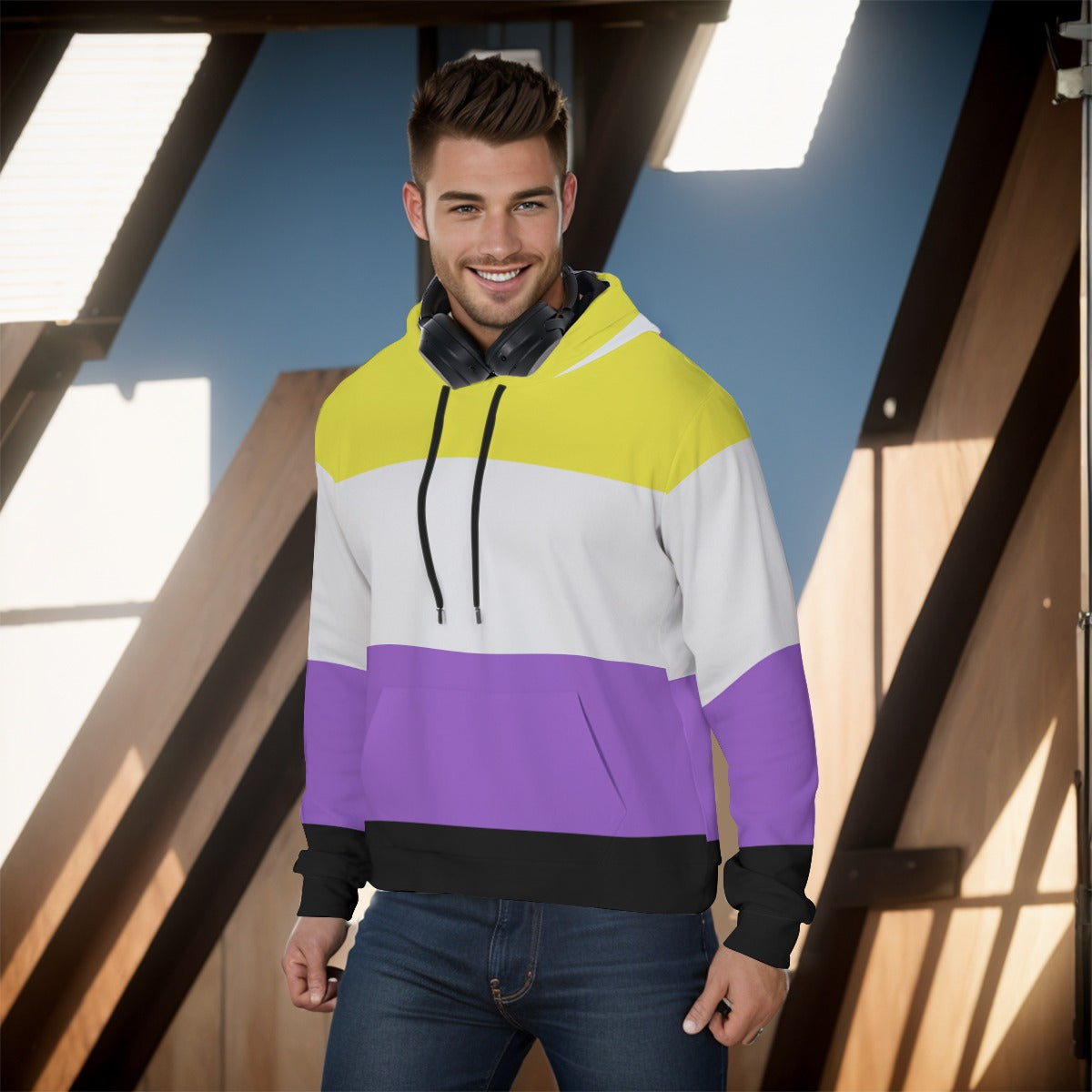 Pullover Hoodie - Nonbinary Pride Design