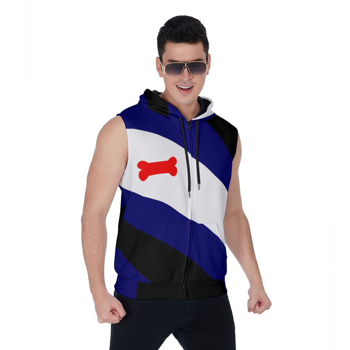 Zip-up Sleeveless Hoodie (Pup Play Pride Modified Design)